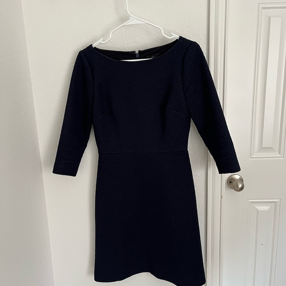 J. Crew Dresses & Skirts - Jcrew Navy Textured Dress, Boatneck sheath dress in matelassé